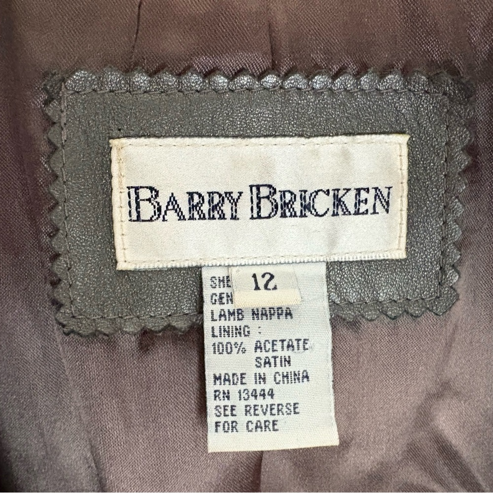 Barry Bricken boyfriend leather blazer in gunmetal 12 - Picture 2 of 8